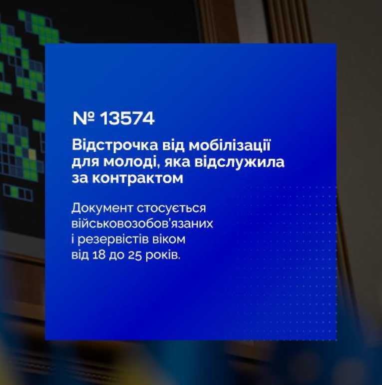 Рада затвердила річну відстрочку від мобілізації для контрактників 18–25 років