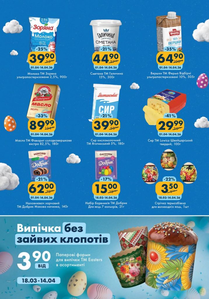 Великодня акція в ЕКОмаркет "Великдень близько!" з 01 по 14 квітня 2026: які продукти можна придбати з вигідними знижками