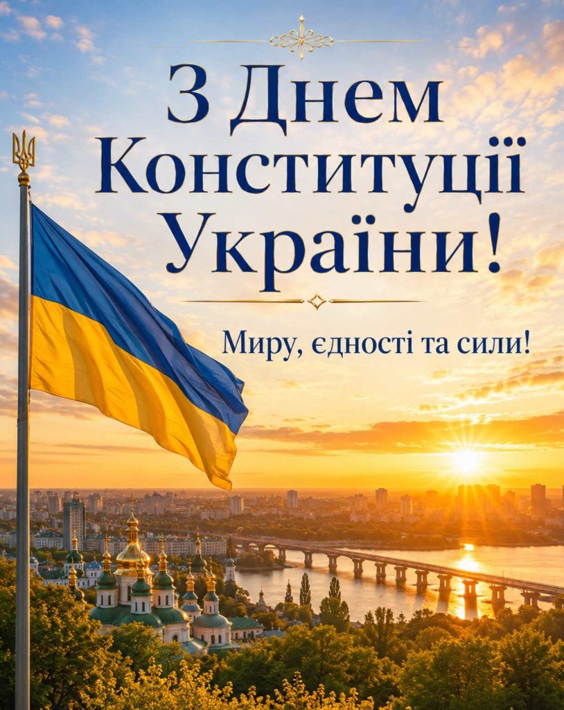 28 червня 2026 - День Конституції України: історія свята, привітання яскравим листівками, картинками, віршами і прозою