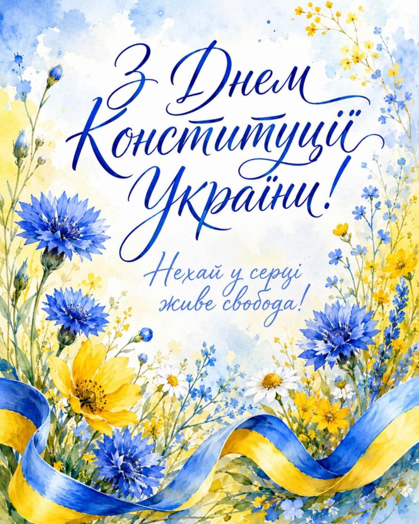 28 червня 2026 - День Конституції України: історія свята, привітання яскравим листівками, картинками, віршами і прозою