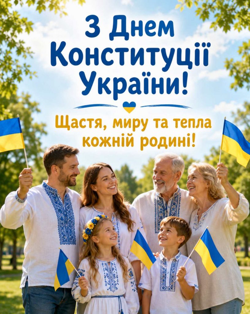 28 червня 2026 - День Конституції України: історія свята, привітання яскравим листівками, картинками, віршами і прозою