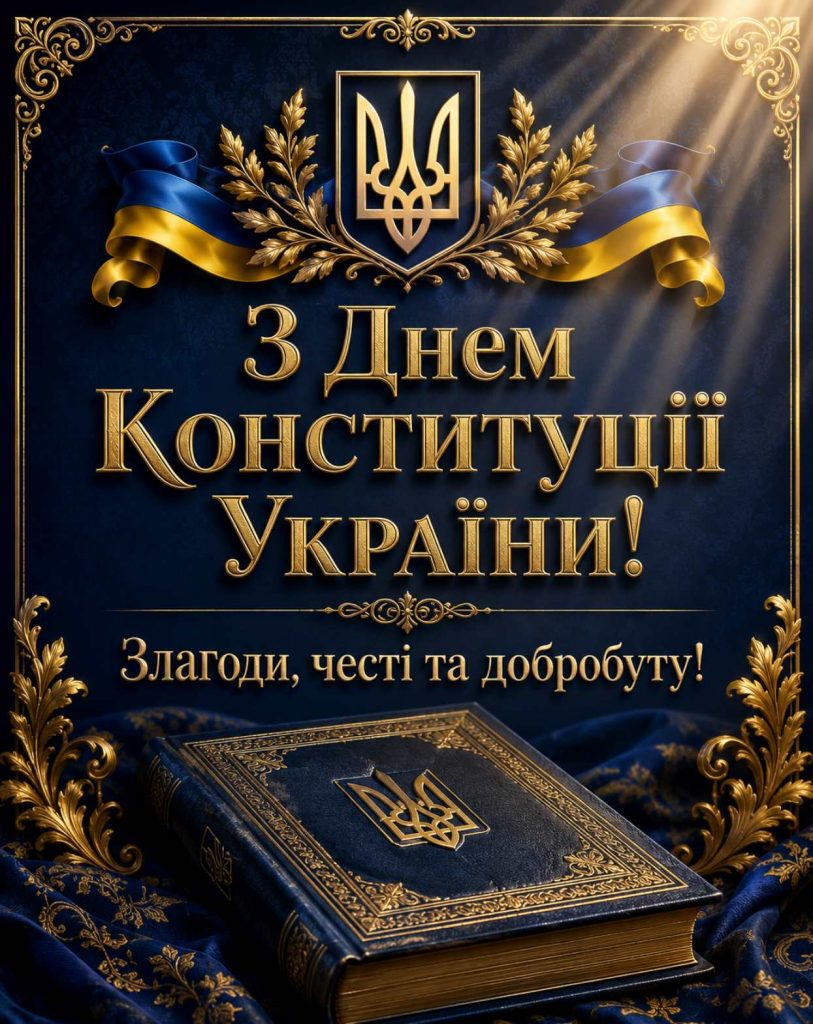 28 червня 2026 - День Конституції України: історія свята, привітання яскравим листівками, картинками, віршами і прозою