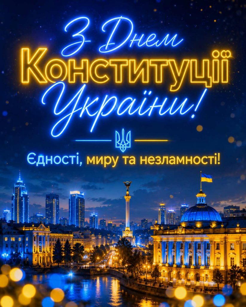 28 червня 2026 - День Конституції України: історія свята, привітання яскравим листівками, картинками, віршами і прозою