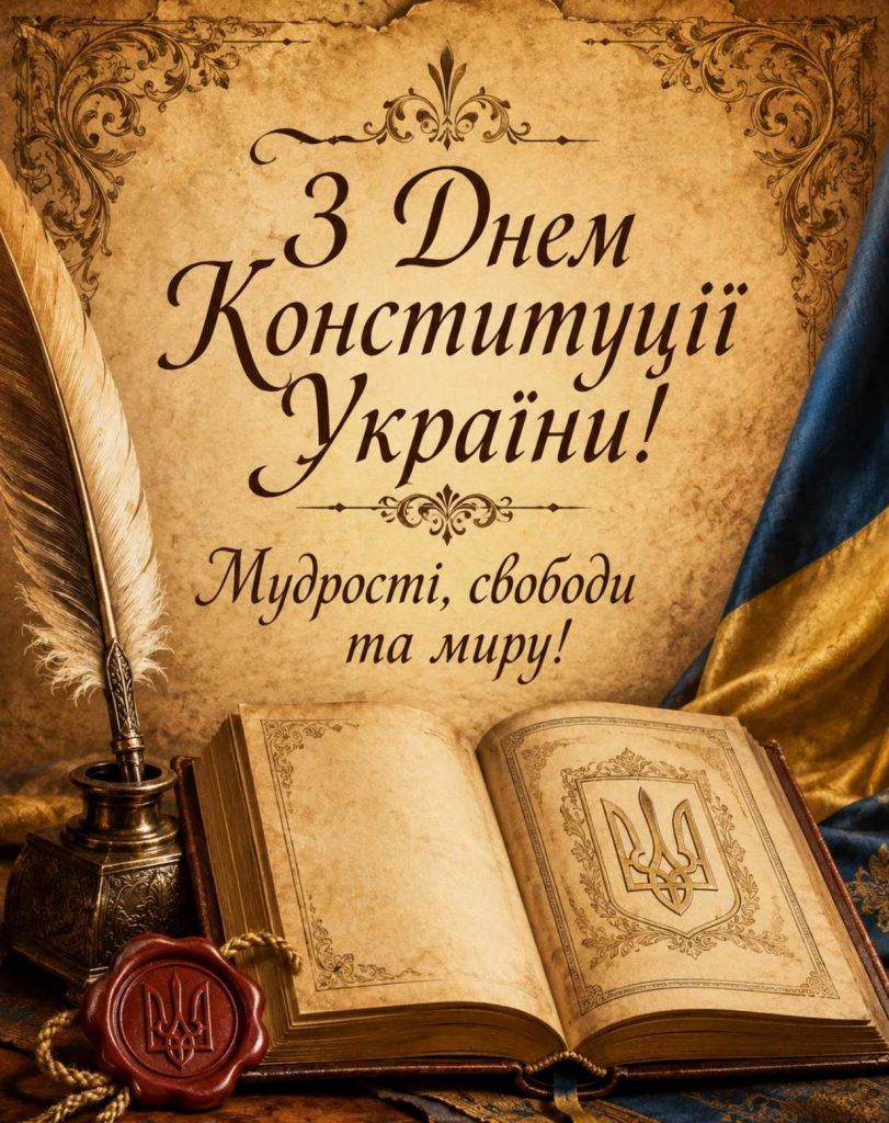 28 червня 2026 - День Конституції України: історія свята, привітання яскравим листівками, картинками, віршами і прозою