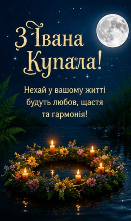 23 червня — Івана Купала: історія свята, привітання яскравим листівками, картинками, віршами і прозою