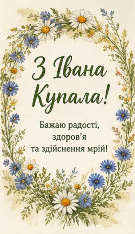 23 червня — Івана Купала: історія свята, привітання яскравим листівками, картинками, віршами і прозою