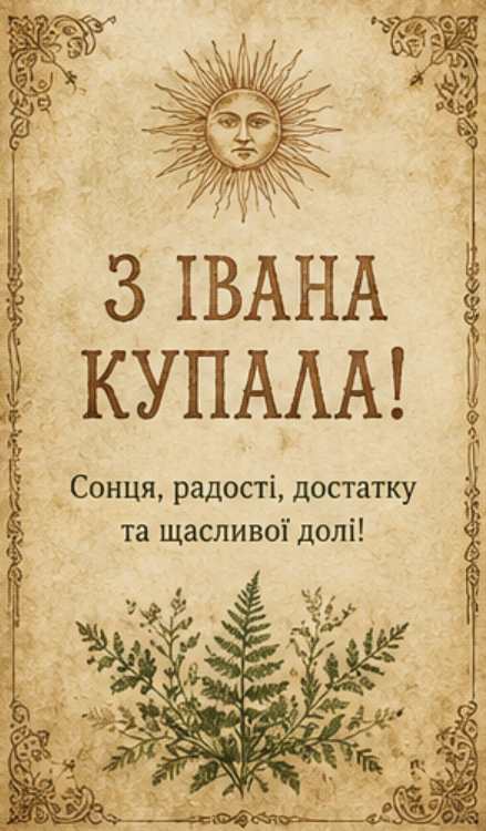 23 червня — Івана Купала: історія свята, привітання яскравим листівками, картинками, віршами і прозою