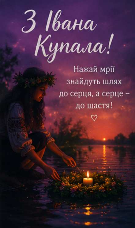 23 червня — Івана Купала: історія свята, привітання яскравим листівками, картинками, віршами і прозою