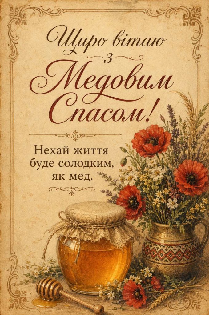 Медовий Спас 1 серпня 2026: історія, традиції та найкращі привітання картинками, віршами і прозою