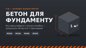 Бетон для фундаменту: вибір марки М200–М350 + калькулятор